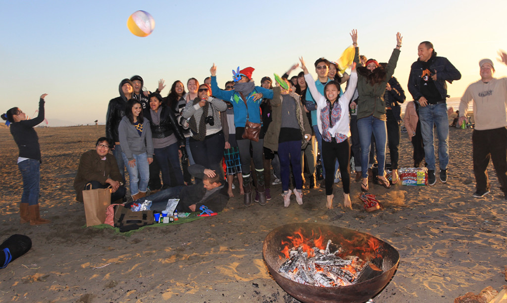 Happy Students by the Bonfire