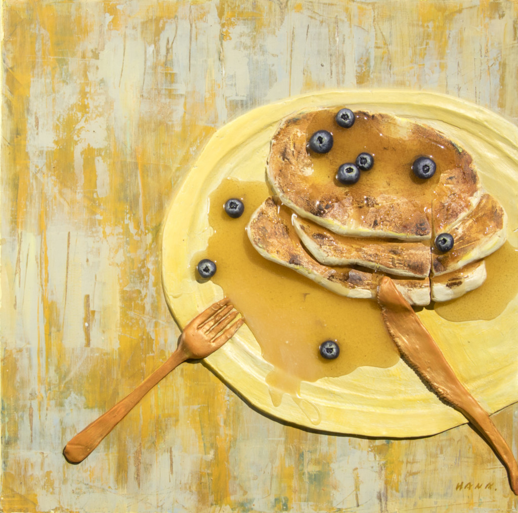 An image of a pancake and blueberries created by Hana Jung