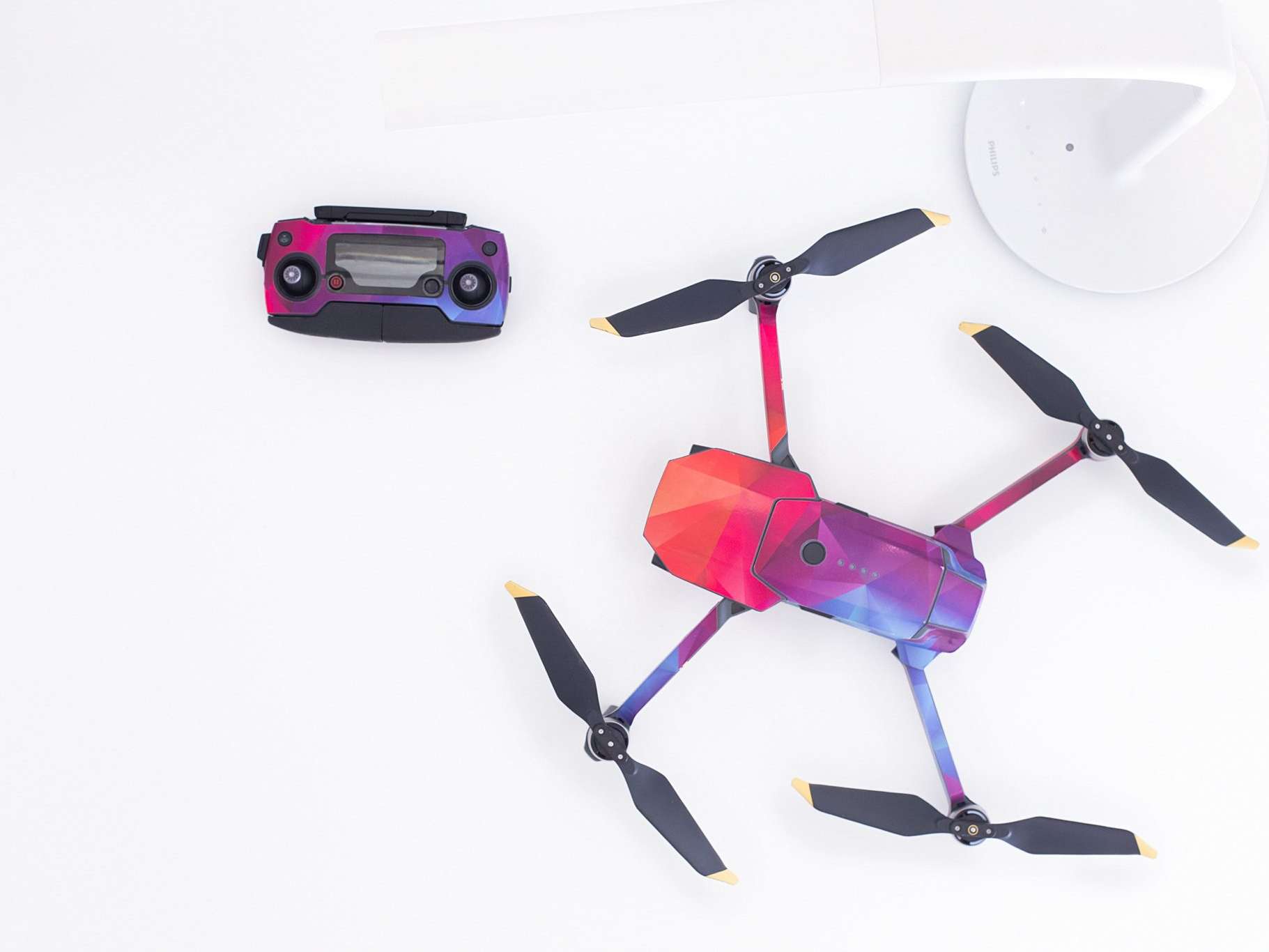 A pink and purple drone