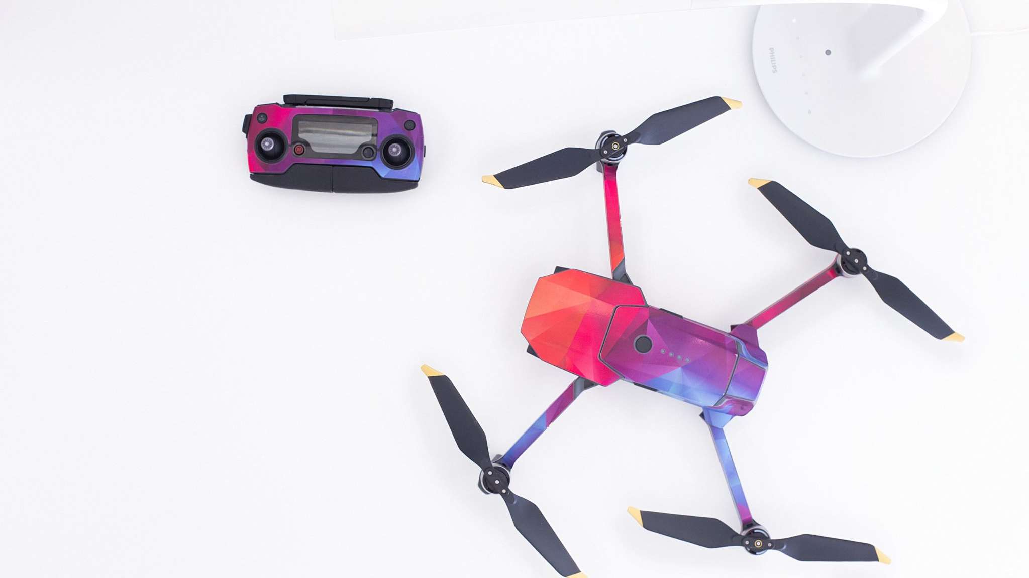 A pink and purple drone