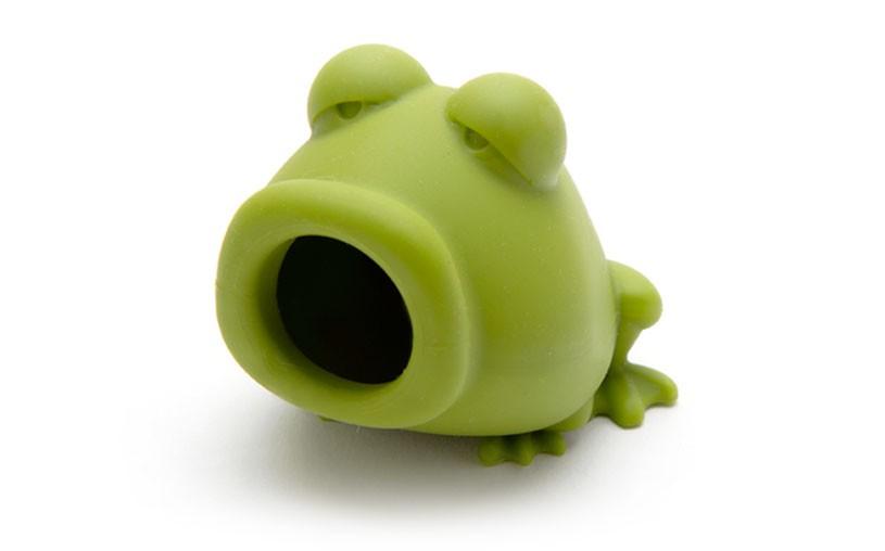 A light green frog with a suction cup mouth