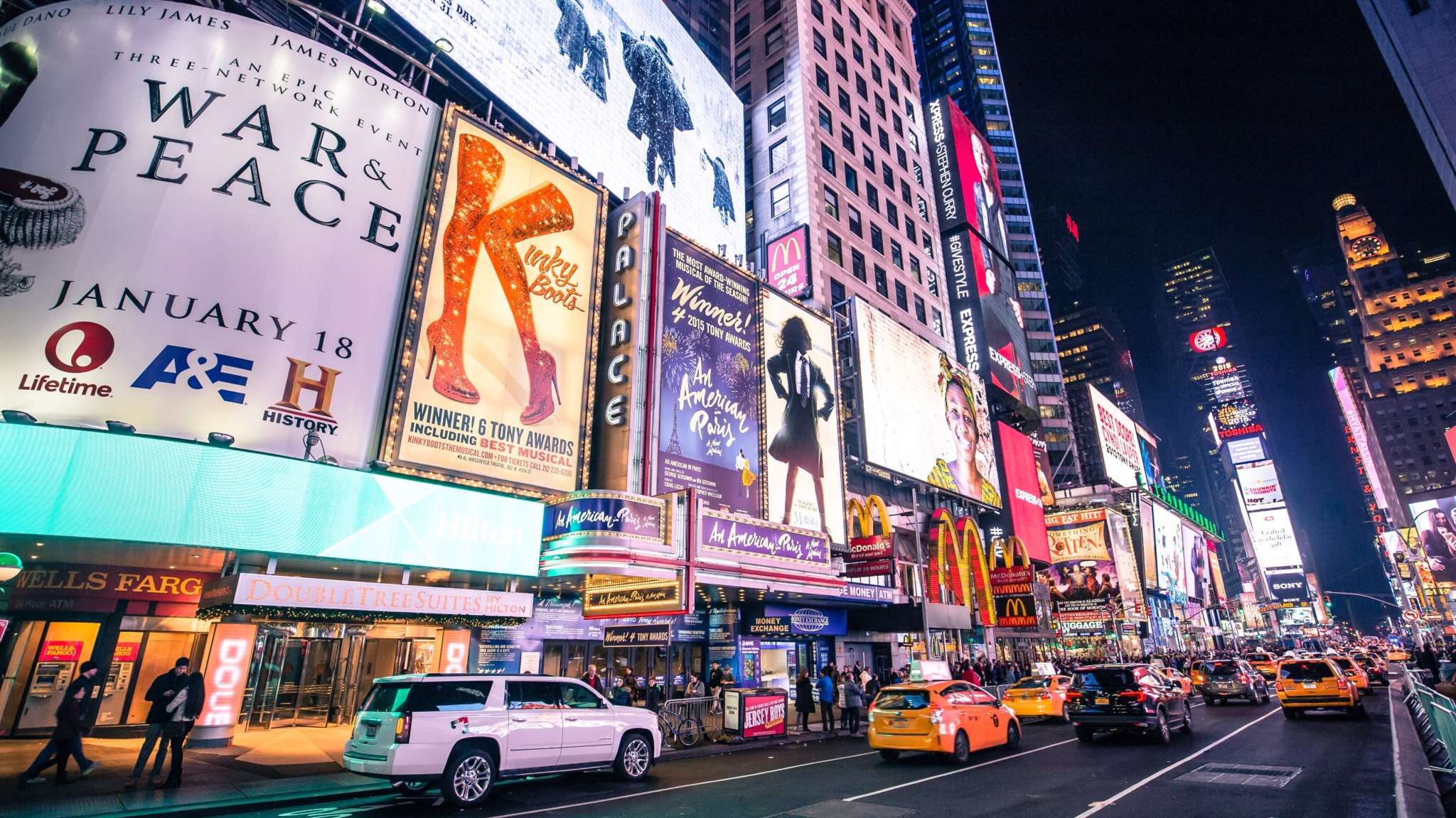 Neon billboards in New York's Times Square