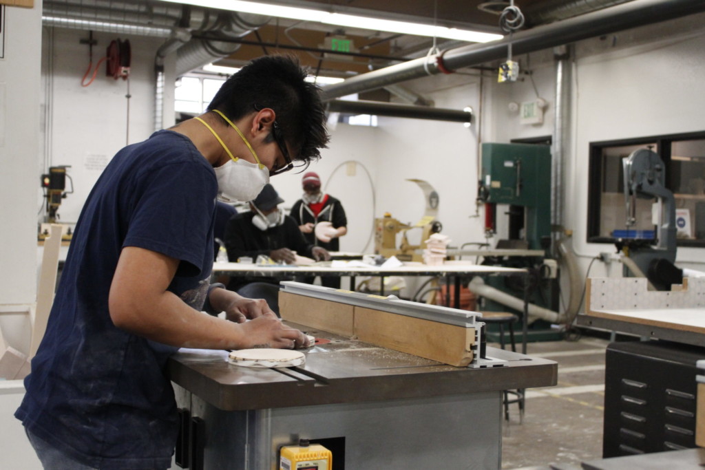 Industrial Design student in workshop