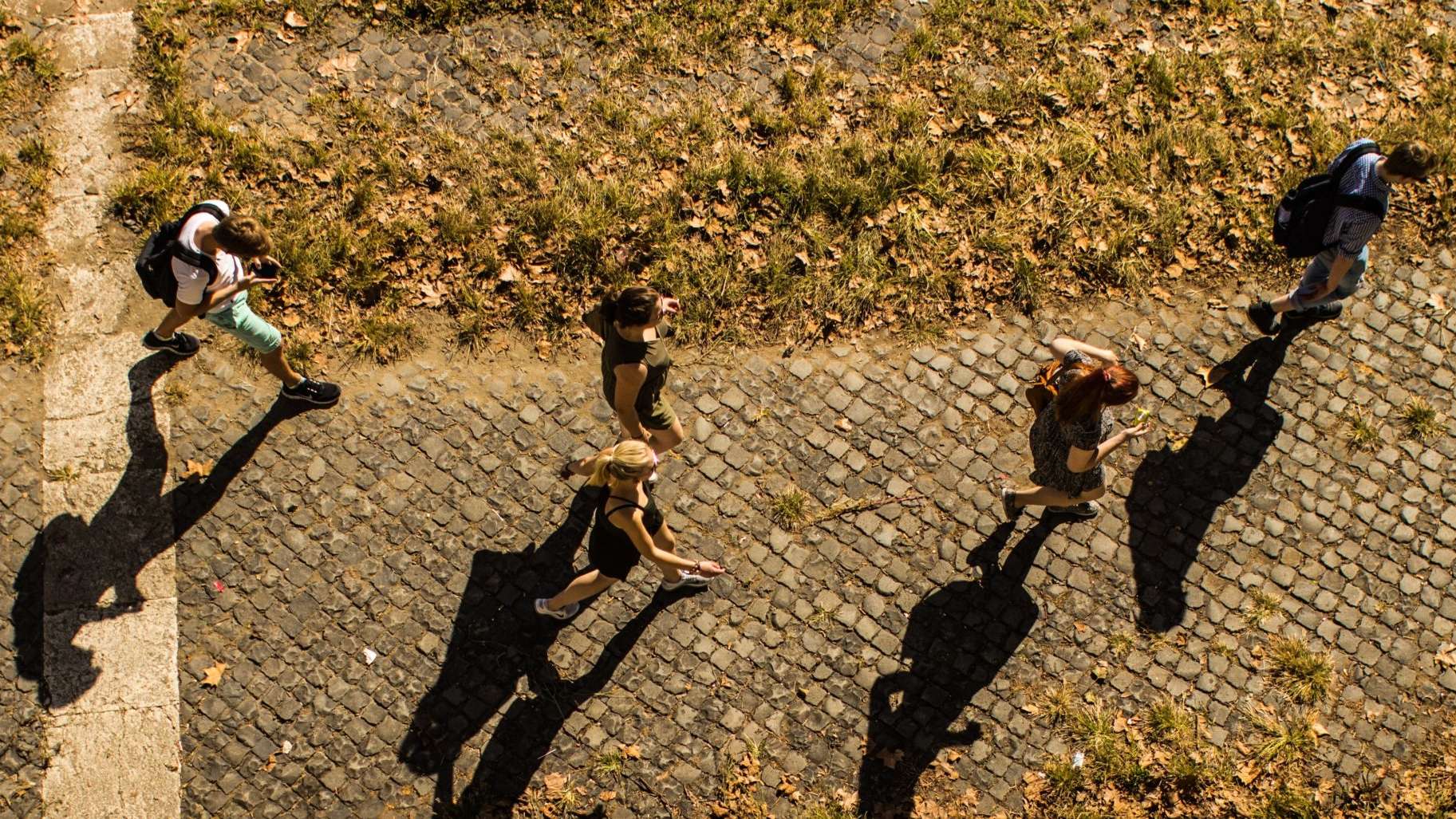 students walking in summer