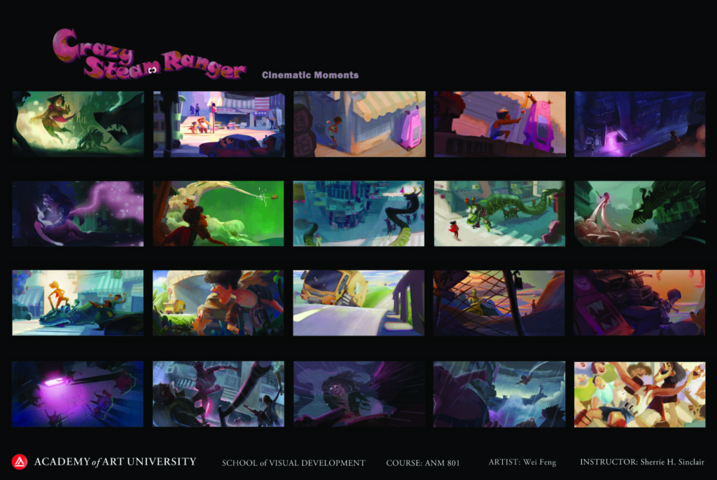Scene thumbnails by student Wei Feng