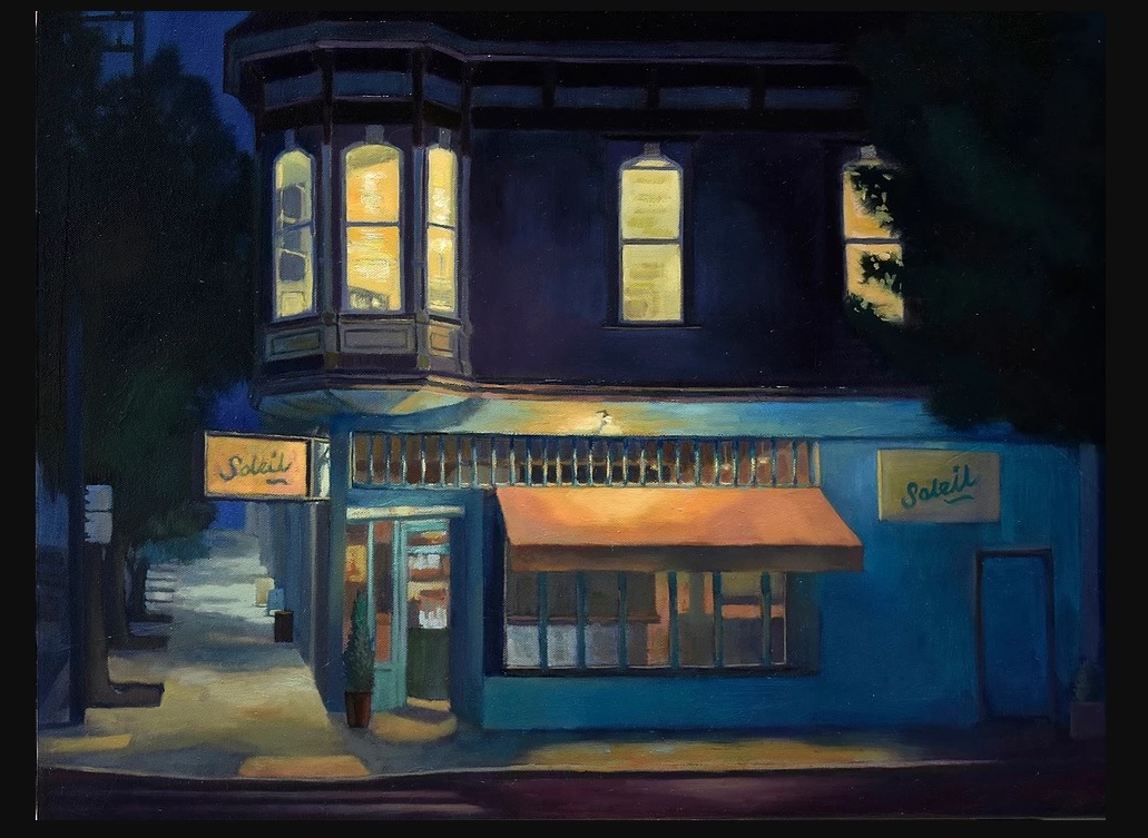 Mijin Kwon-Night-Scene-of-Cafe-oil-painting