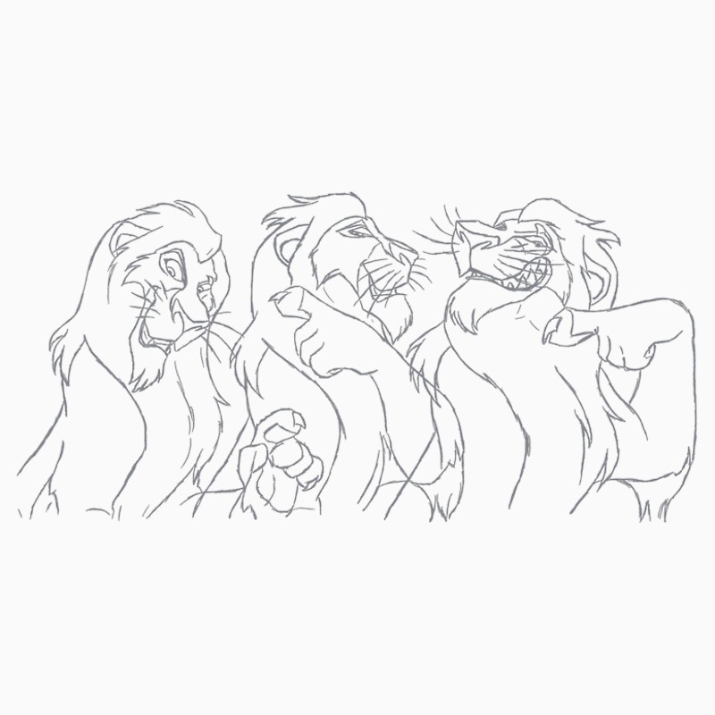 Animation sketches of Scar from The Lion King